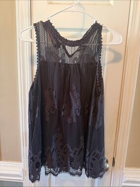 Taylor & Sage Charcoal Lace Tank Sweater